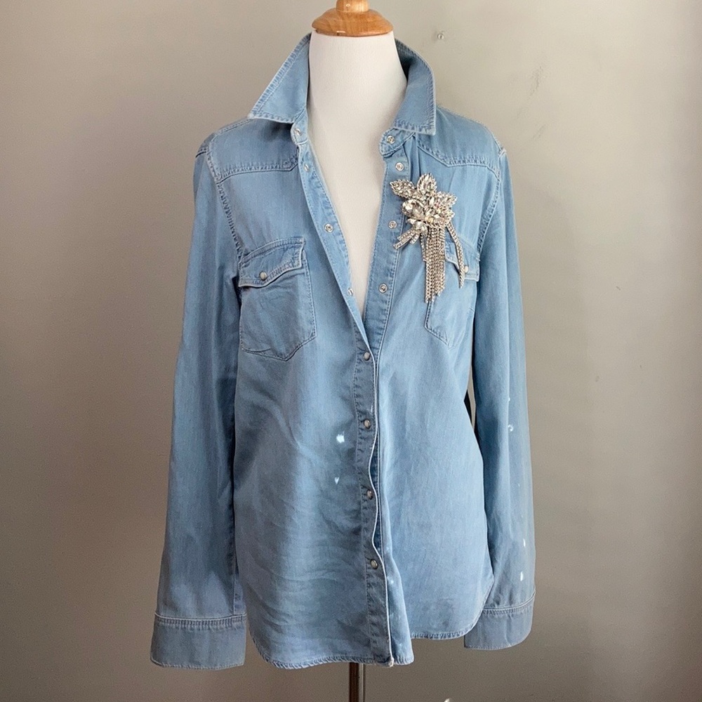 TopShop Moto Denim Shirt size 10